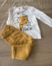 24mois, ensemble garçon Kiabi t-shirt blanc long + training 