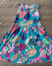 7ans, robe c&a bleu turquoise fleurie petite tache 