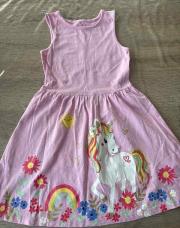 7ans, robe c&a rose licorne 