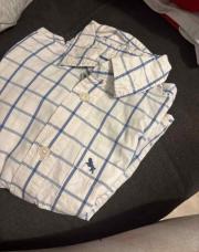 Chemise à carreaux blanc et ligne bleue 