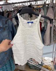Top blanc en crochet Okaïdi, 10 ans