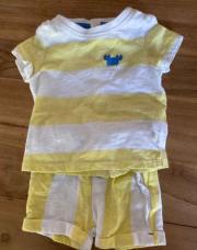 Ensemble short lignes jaunes OB 3 mois 