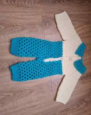 Combinaison naissance crème turquoise 