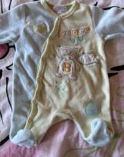 Pyjamas velours bleu 1 mois 54 cm 