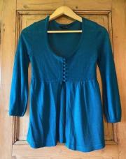 gilet long cintré (style babydoll) de couleur bleu canard H&M XS