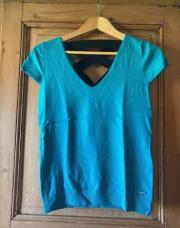 petit pull à manches courtes turquoise Morgan S