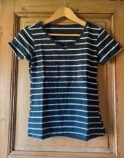 t-shirt à rayures avec col en V L
