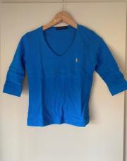 haut Ralph Lauren à col en V et manches 3/4, de couleur bleu royal M