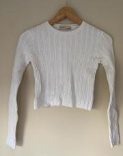 pull court (crop top) Pull&Bear en maille torsadée blanche M