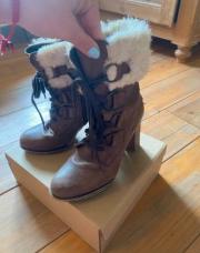 bottines cuir à talons avec doublure en fausse fourrure Morgan 38