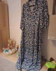 Robe longue primark 40 fleur bleue 