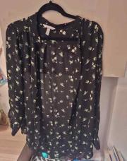 Blouse noire fleurie h&m M