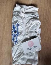 T-shirt serjent major blanc et fleur bleu 6 mois 