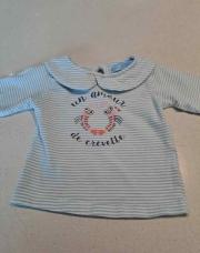 Blouse rayée crevette tfq 6 mois 