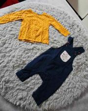 Ensemble 2pcs Salopette bleu + blouse jaune