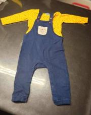 Ensemble 2pcs Salopette bleu + blouse jaune
