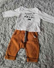 Ensemble 2pcs sous pull + training SAUVE blanc orange