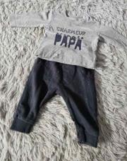 Ensemble 2pcs sous pull + training PAPA gris bleu