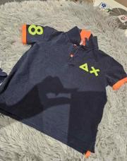 Polo court bleu orange 
