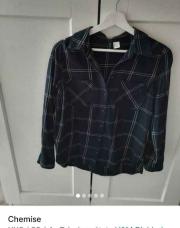 Xxs_Chemise noire carreaux h&m