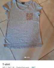 Xs_Blouse grise jbc poche sequins
