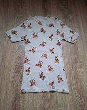T : xs t-shirt crème fleuri 