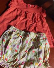 Ensemble blouse rouge  et short 80 