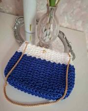 Sac bicolore bleubet blanche 