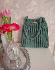 Gros sac vert fait main au crochet 