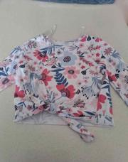 Blouse blanches à fleurs 3 ans 