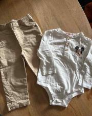 Lot pantalon beige + sweet body Mickey T 80 