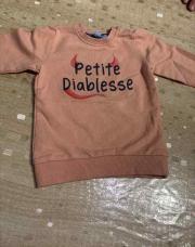 Pull rose petite diablesse 6 mois 