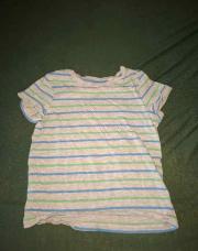 T-shirt gris ligné vert et bleu 98cm