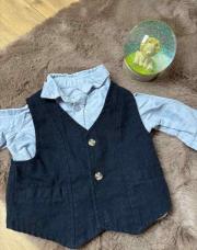 Ensemble chemise et gilet bleu costume 