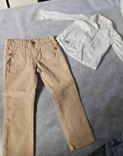 Ensemble chemise blanche + pantalon beige 