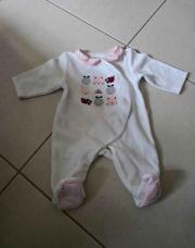 Pyjama okaidi 1 mois blanc et rose