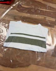 T-shirt blanc à rayures verts T:98cm