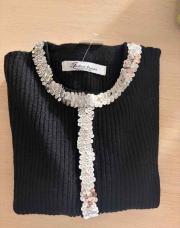 Pull longue manche noir et argent TU
