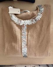 Pull longue manche taupe et argent TU