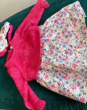 3 mois robe obaibi rose fleurs & noeuds cheveux 