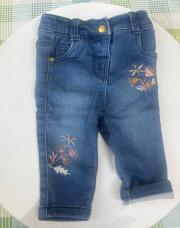 Jeans fleur bleu foncé 