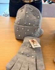 Bonnet + gant perle gris TU