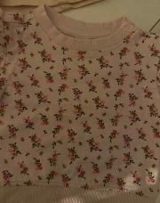 Pull 6M rose fleuris