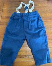 Pantalon marine bretelles amovible TAO 12 mois 