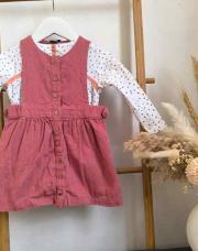Ensemble robe terracotta et blouse blanche étoiles - 18mois