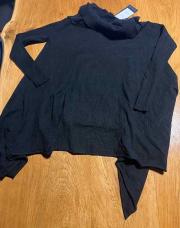 Pull noir neuf dentelle épaule taille unique 