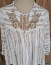 Blouse M Alep Paris sequins broderie dorée/ crème 