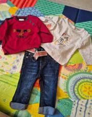 Ensemble TAO Jeans tee-shirt et pull rouge 