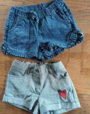 Lot de 2 shorts, 1 bleu jean Palomino 2 poches avant, 1 gris chiné cœur ❤️ 2 poches avant et 2 fausses arrière.      6 ans 