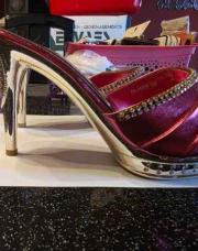 Mules a talons rose a strass pointure 